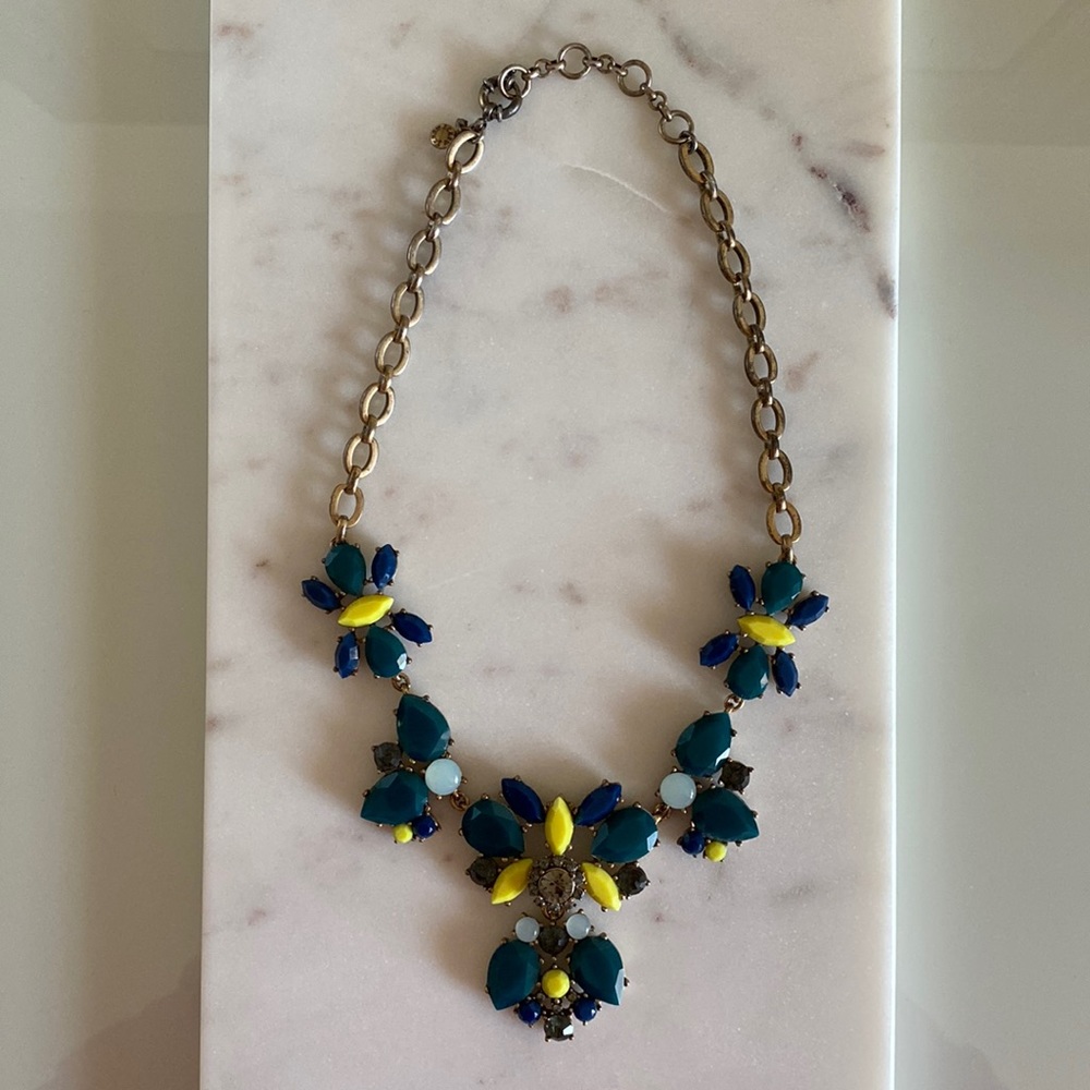 J.Crew Jade Green & Neon Yellow Statement Necklace